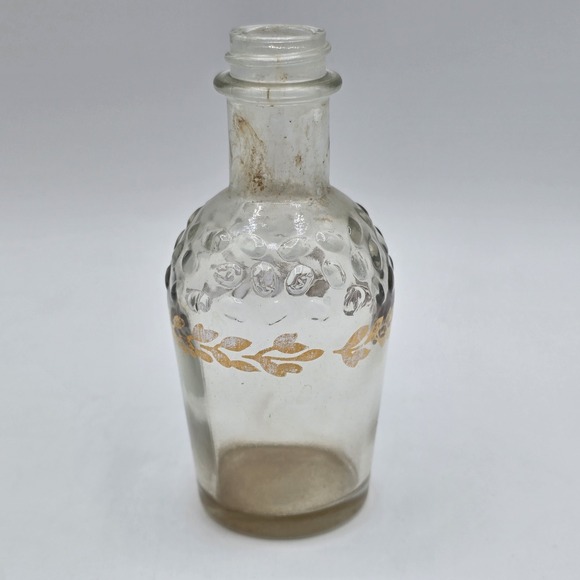 Other - Antique Vtg Clear Hobnail Gold Leaf Poison Or Perfume Bottle Small